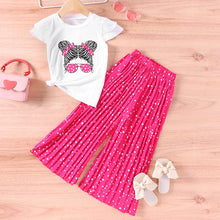 Load image into Gallery viewer, Summer Girls Clothing Sets New Cotton Fashion Short Sleeved+Wide Leg Pants Casual Two Piece Set Kids Clothes 2 3 4 5 6 7 Years