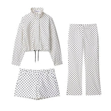 Load image into Gallery viewer, Women's Polka Dot Turtleneck Zipper Jacket with Pockets