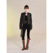 Load image into Gallery viewer, Women's Clothing Short Coat New Jeans Jacket Retro Button Design Slim Stand-up Collar Long Sleeves Denim Top Jacket Short Coat