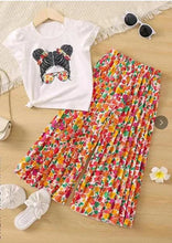 Load image into Gallery viewer, Summer Girls Clothing Sets New Cotton Fashion Short Sleeved+Wide Leg Pants Casual Two Piece Set Kids Clothes 2 3 4 5 6 7 Years