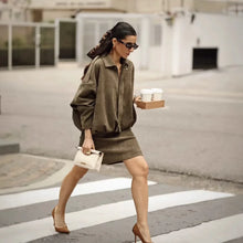 Load image into Gallery viewer, Women's Fashion Pilot Jacket with Bat Sleeves and Zipper, Casual Top