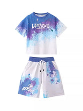 Load image into Gallery viewer, Boys Loose Casual Sets Summer Teen Gradient T-shirts+Shorts 2Pcs Big Kids Sport Short Sleeve Clothes Suits Children Print Outfit