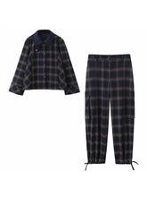 Load image into Gallery viewer, Women's Checkered Hooded Jacket & High Waist Lantern Pants Suit