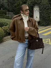 Load image into Gallery viewer, Women's Fashion Pilot Jacket with Bat Sleeves and Zipper, Casual Top