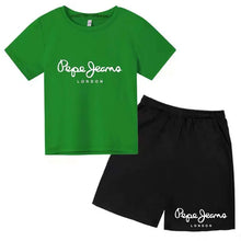 Load image into Gallery viewer, Kids Trendy Simple Letter Print Summer Fashion Breathable Tees+Shorts 2pcs Sportsuits 3-13 Years Boys Girls Outfits Clothes Sets