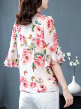 Load image into Gallery viewer, Tops for Women Dressy Casual,Ruffle Sleeve Blouses Floral Shirts,V Neck Summer Fashion Clothes