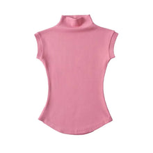 Load image into Gallery viewer, Women Summer Sexy Turtleneck Sleeveless T-Shirts Tops Solid Slim Fit Pullovers Causal Tees Shirts Female Streetwear Basics Tees