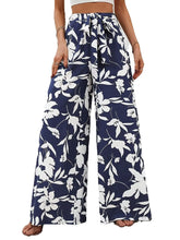 Load image into Gallery viewer, Summer vacation style casual and comfortable women's clothing floral print wide leg pants high waisted pants long pants