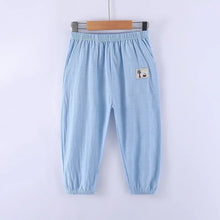 Load image into Gallery viewer, Children Trousers For Boys Girls Cotton Linen Elastic Waist Solid Color Summer Mosquito Pants Kids Clothing Long Pants 100-160cm