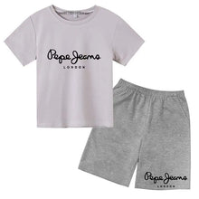 Load image into Gallery viewer, Kids Trendy Simple Letter Print Summer Fashion Breathable Tees+Shorts 2pcs Sportsuits 3-13 Years Boys Girls Outfits Clothes Sets