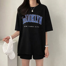 Load image into Gallery viewer, Women's Tracksuit Short Sets Sportswear Solid Print Shorts Sleeve Blouse Shorts Tracksuits Female Summer Casual Two Piece Sets