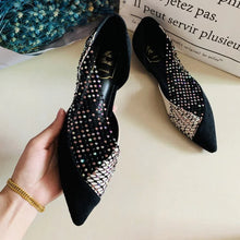 Load image into Gallery viewer, Women's Walking Sneakers, Lightweight Breathable Open Back Flats, Rhinestone Mesh Pointed Toe Dress Shoes for Party & Banquet