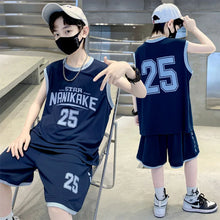 Load image into Gallery viewer, 2026 New Kids Summer Trendy Letter Print Sleeveless Breathable Tees+Shorts 2pcs Sportsuits Teenage Kids Basketball Sports Sets