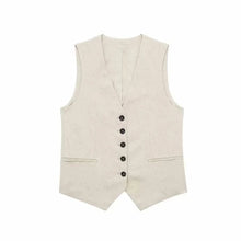 Load image into Gallery viewer, HH Summer Women Elegant Solid Single Breasted V Neck Casual Vest Top Female Fashion Office Lady Chic Outerwear Vest