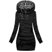 Load image into Gallery viewer, Hoodie Dress Casual Solid Colour Long Sleeve Drawstring Hoodie Dress Slim Hooded Pullover Sweatshirt Dress