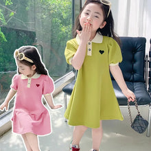 Load image into Gallery viewer, 2025 New Children's Dress Girls' Summer Korean Edition Striped Strawberry lapel Casual Dress 1-10 Years Old
