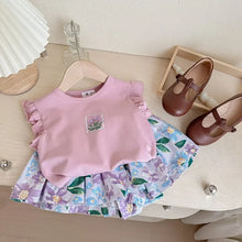 Load image into Gallery viewer, Summer Baby Girls Clothes Cotton Children's Clothing Sets for Kids Butterfly Sleeve T-Shirts Flowers Print Shorts Two Piece