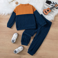Load image into Gallery viewer, 2025 Boys Autumn Winter Long Sleeve sweater suits Solid Color Block Pants Set Kids Outfit Casual Comfortable Clothing