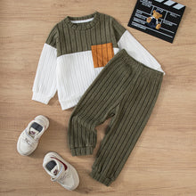 Load image into Gallery viewer, 2025 Boys Autumn Winter Long Sleeve sweater suits Solid Color Block Pants Set Kids Outfit Casual Comfortable Clothing