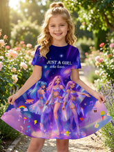 Load image into Gallery viewer, Kpop Cartoon Graphic Dress for Girls Funny Gift for Fan Harajuku Girl Clothes Summer Tops Short Sleeve Dress Children's Clothing