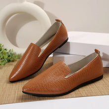 Load image into Gallery viewer, Women's Shoes PU Leather Loafers Ballet Flats Pointed Toe Barefoot Slip-on Casual Low Heel Fashion Stone Pattern Woman Flat Shoe