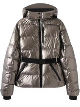 Load image into Gallery viewer, Women's Hooded High Waist Belted Padded Coat
