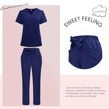 Load image into Gallery viewer, Surgical Uniforms Woman Fashion Bow Belt Nursing Scrubs Set Medical Uniform Top Pants Hospital Clinical Suits Beauty Spa Clothes