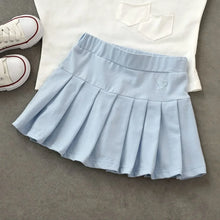 Load image into Gallery viewer, JK Skirt Shorts Children Miniskirt Summer Girls Candy Color Embroidered Heart Design Simple Pleated Skirt Safety Pants Design