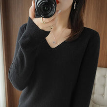 Load image into Gallery viewer, New Cashmere Women's V-neck Pullover Lace Neck Hollow Out Design Casual Knitted Long Sleeve Women's Sweater Autumn And Winter