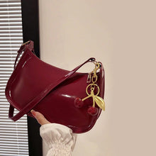 Load image into Gallery viewer, Women's Cherry Pendant PU Leather Shoulder Bag