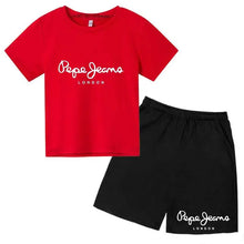 Load image into Gallery viewer, Kids Trendy Simple Letter Print Summer Fashion Breathable Tees+Shorts 2pcs Sportsuits 3-13 Years Boys Girls Outfits Clothes Sets