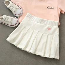 Load image into Gallery viewer, JK Skirt Shorts Children Miniskirt Summer Girls Candy Color Embroidered Heart Design Simple Pleated Skirt Safety Pants Design