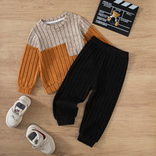 Load image into Gallery viewer, 2025 Boys Autumn Winter Long Sleeve sweater suits Solid Color Block Pants Set Kids Outfit Casual Comfortable Clothing