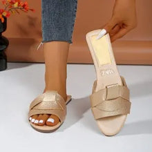 Load image into Gallery viewer, Flat Slippers Casual Shoes Woman 2026 Trend Luxury Summer Elegant Dresses Sandals Beach Designer House Round Toe Brand Bathroom