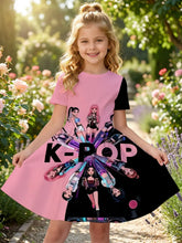 Load image into Gallery viewer, Kpop Cartoon Graphic Dress for Girls Funny Gift for Fan Harajuku Girl Clothes Summer Tops Short Sleeve Dress Children's Clothing