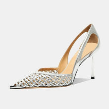 Load image into Gallery viewer, Bling Women Sandals Fashion Pointed Toe Shallow Slip On Ladies Elegant Slingback Shoes Med Heel Pumps