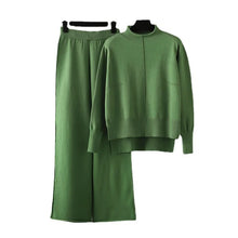 Load image into Gallery viewer, Winter Sweater for Women Tracksuit Half High Collar Knit Solid Color 2 Piece Set Knitted Pullover Sweater Elastic Trousers Suits