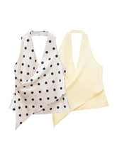Load image into Gallery viewer, HH Women Fashion Halter Tops Draped Asymmetrical Hem Elegant Satin Sleeveless Summer Vest Female Casual Party Polka Dot Tops