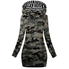 Load image into Gallery viewer, Hoodie Dress Casual Solid Colour Long Sleeve Drawstring Hoodie Dress Slim Hooded Pullover Sweatshirt Dress