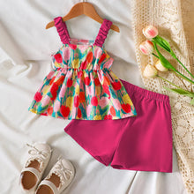 Load image into Gallery viewer, Summer Outfit For Girls Aged 4-7 Kids Girls Clothes Off-Shoulder Top And Shorts 2 Pcs Set Children Clothing For 4 5 6 7 Years