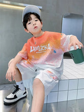 Load image into Gallery viewer, Boys Loose Casual Sets Summer Teen Gradient T-shirts+Shorts 2Pcs Big Kids Sport Short Sleeve Clothes Suits Children Print Outfit