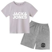 Load image into Gallery viewer, Kids Trendy Simple Letter Print Summer Fashion Breathable Tees+Shorts 2pcs Sportsuits 4-14 Years Boys Girls Outfits Clothes Sets