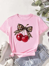 Load image into Gallery viewer, Fashion Cherry Print Women T-Shirt Short Sleeve Crew Neck Casual Tops for Summer Spring Women's Clothing Tops Tees