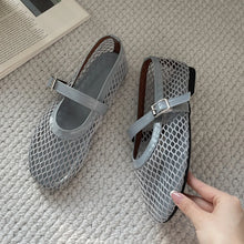 Load image into Gallery viewer, Eilyken Summer Designer Cosy Mesh Heels Women Flat Shoes Fashion Round Toe Buckle Strap Casual Outdoor Dress Sandals