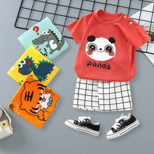 Load image into Gallery viewer, 2-6 Years Baby Girl Summer Set Children's Short-sleeved Shorts Suit Cotton T-shirt Little Girls Unicorn Giraffe Cartoon Set