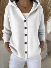 Load image into Gallery viewer, Solid Color Button Knit Hooded Sweater Cardigan Jacket For Autumn Winter New Casual Fashionable Women's Clothing Pulls Femmes