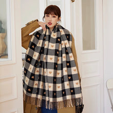 Load image into Gallery viewer, 1 Piece of Women's Autumn and Winter Heart-Shaped Scarf, Women's Plaid Comfortable Scarf, Thick Large Blanket Shawl Scarf