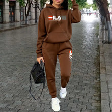 Load image into Gallery viewer, Women's Printed Fleece Hoodie & Pants Two-Piece Set