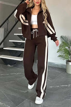 Load image into Gallery viewer, Autumn Winter Women's New Hoodie Suit Y2K Striped Zipper Loose Fit Jacket Outwear And High Waist Side-striped Pants Sports Sets