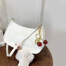 Load image into Gallery viewer, Women's Cherry Pendant PU Leather Shoulder Bag